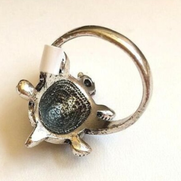 Silver Sea Turtle Ring Size 9 Purple Crystal Nautical Plated Island Beach Cute - Picture 6 of 8